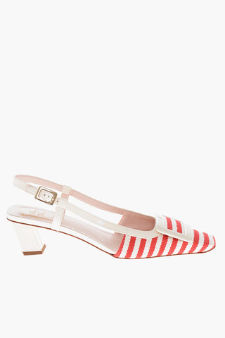 Canvas Pumps LACQUERED With Awning Motif 5cm