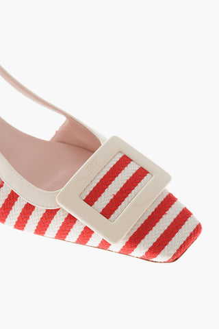 Canvas Pumps LACQUERED With Awning Motif 5cm