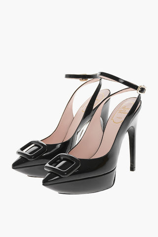 Plateau-Slingbacks CHOC BUCKLE aus Lack 13cm