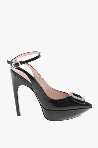 Plateau-Slingbacks CHOC BUCKLE aus Lack 13cm