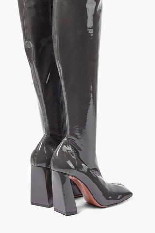 Stivali Sopra al Ginocchio MARINE in Vernice con Punta Squadrata 11cm