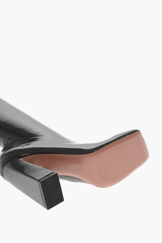 Stivali Sopra al Ginocchio MARINE in Vernice con Punta Squadrata 11cm