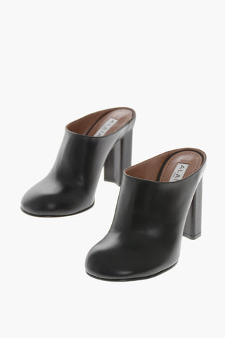 Mules in Pelle con Tacco Rivestito 10cm