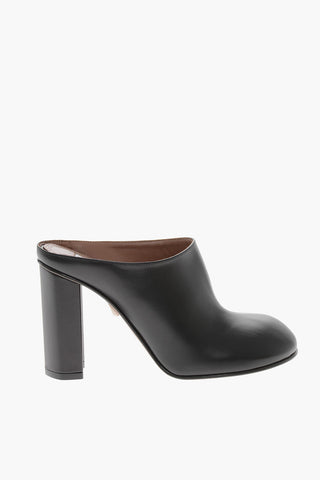 Mules in Pelle con Tacco Rivestito 10cm