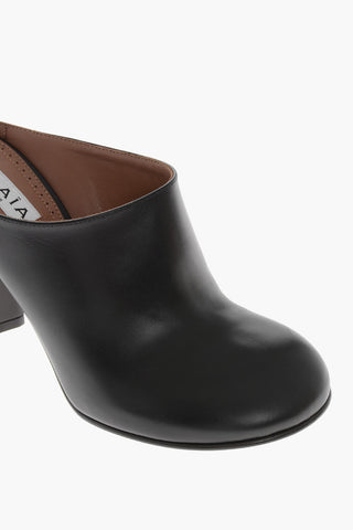 Mules in Pelle con Tacco Rivestito 10cm