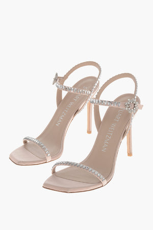새틴 샌들 GEMCUT, 크리스탈 장식, 굽 11cm
