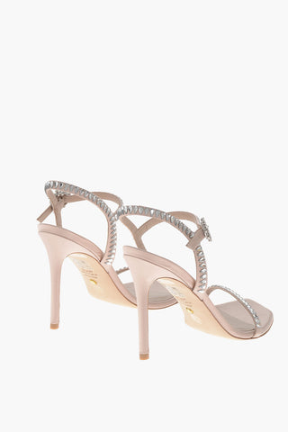 새틴 샌들 GEMCUT, 크리스탈 장식, 굽 11cm