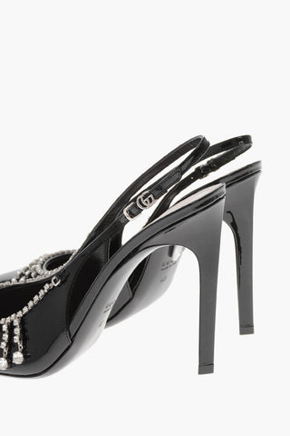 Slingback-Pumps aus Lack mit Schmuckdetail, 11 cm