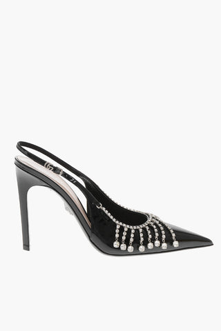 Slingback-Pumps aus Lack mit Schmuckdetail, 11 cm