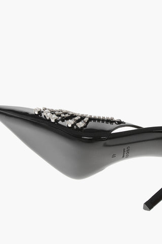 Slingback-Pumps aus Lack mit Schmuckdetail, 11 cm