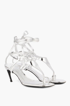 Lamé Leather Thong Sandals NOVA With 7cm Ankle Strap