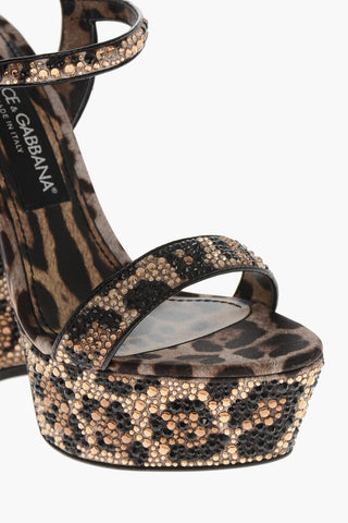 Animalier Satin Platform Sandals with All-Over Crystals 15cm