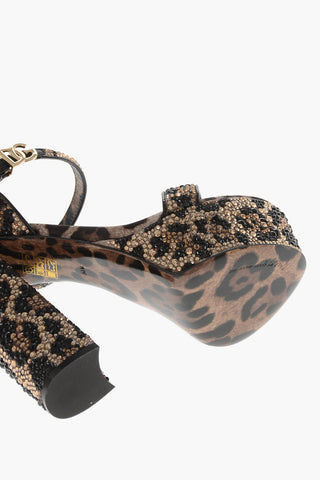Animalier Satin Platform Sandals with All-Over Crystals 15cm