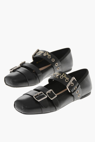 Ballerinas PUNK aus Leder mit eckiger Spitze