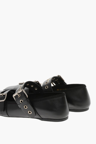 Ballerinas PUNK aus Leder mit eckiger Spitze