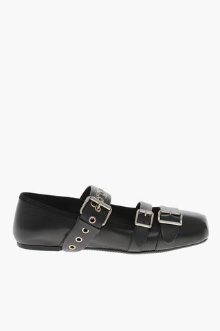 Ballerinas PUNK aus Leder mit eckiger Spitze