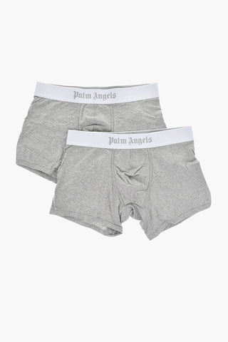 Set 2 Paia di Boxer a Tinta Unita con Banda Logata