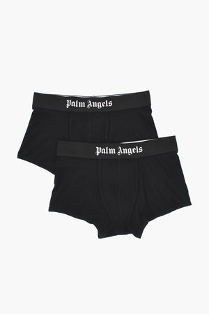 Set Of 2 Pairs Of Solid-Color Boxers With Contrast Logo