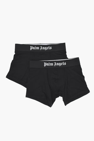 Set 2 Paia di Boxer a Tinta Unita con Banda Logata