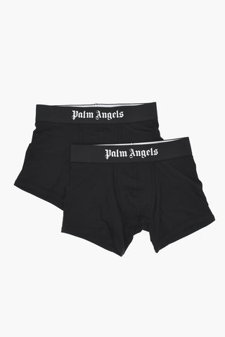 Set 2 Paia di Boxer a Tinta Unita con Banda Logata