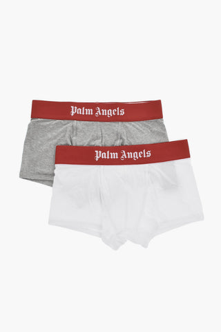 Set 2 Paia di Boxer a Tinta Unita con Banda Logata