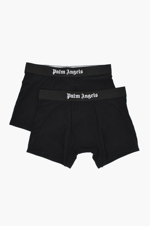Set 2 Paia di Boxer a Tinta Unita con Banda Logata