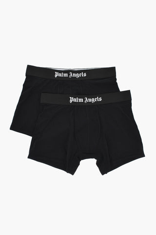 Set 2 Paia di Boxer a Tinta Unita con Banda Logata