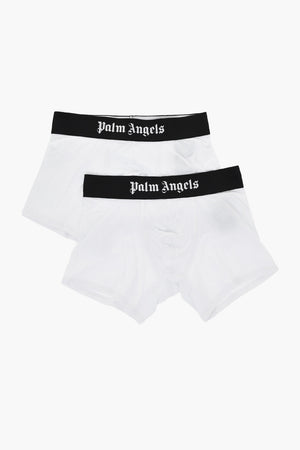 Set 2 Paia di Boxer a Tinta Unita con Banda Logata