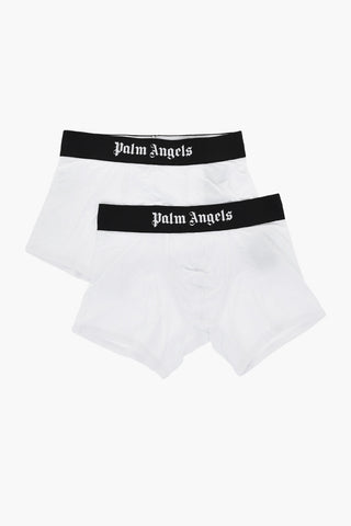Set 2 Paia di Boxer a Tinta Unita con Banda Logata