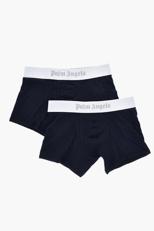 Set Of 2 Stretch Cotton Boxer Briefs With Branded Elastic Waistband