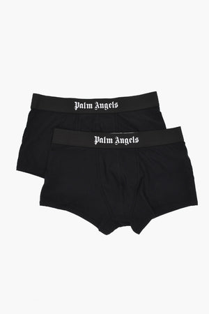 Set Of 2 Pairs Of Stretch Cotton Boxers With Logo Elastic Band