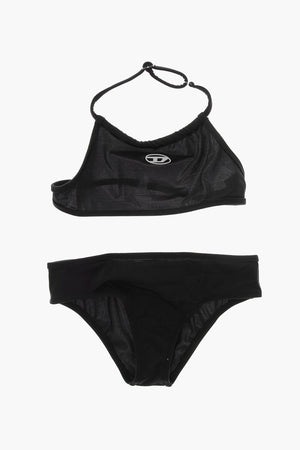 Neckholder-Bikini MLEAX Einfarbig mit kontrastierendem Oval-D-Logo