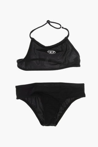Halterneck Bikini MLEAX Solid-Color With Contrast Oval-D Logo