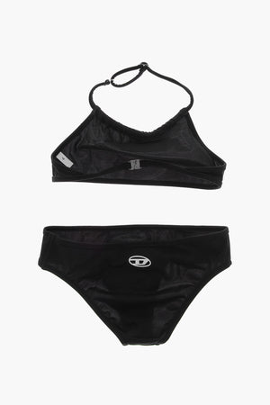 Neckholder-Bikini MLEAX Einfarbig mit kontrastierendem Oval-D-Logo