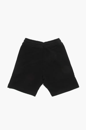 Shorts in Cotone Garzato con Elastico in Vita