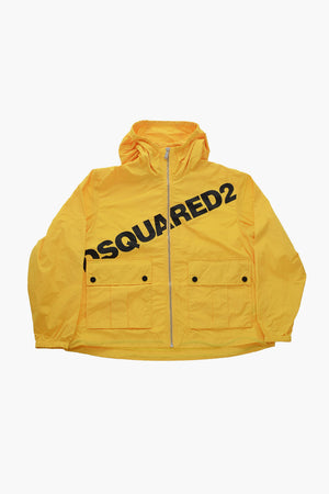 Giacca a Vento in Tinta Unita con Logo Stampato