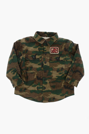 Camouflage-Pattern Overshirt with Faux-Fur Lining