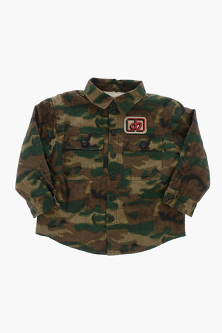 Camouflage-Pattern Overshirt with Faux-Fur Lining