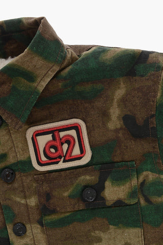 Camouflage-Pattern Overshirt with Faux-Fur Lining
