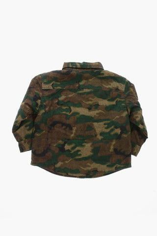 Camouflage-Pattern Overshirt with Faux-Fur Lining