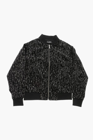 Solid-Color Velour Bomber With All-Over Glitter