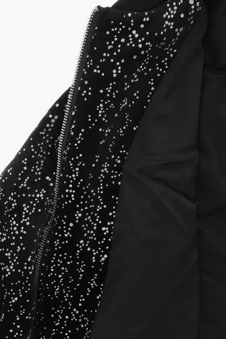 Solid-Color Velour Bomber With All-Over Glitter