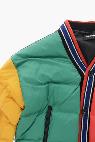 Gepolsterter Color-Block-Bomber mit Wollkragen