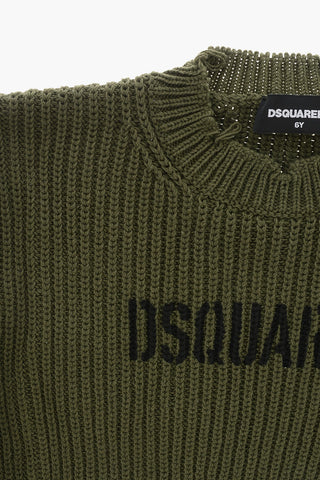 Cotton-Blend Crewneck Sweater with Vintage Effect