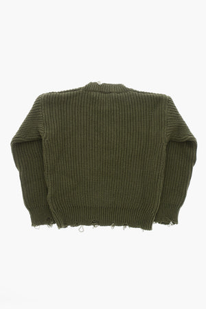 Rundhalspullover aus Baumwollmischung mit Vintage-Effekt