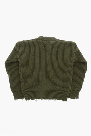 Rundhalspullover aus Baumwollmischung mit Vintage-Effekt