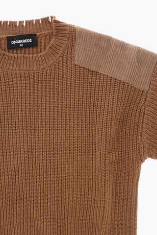 Oversized-Pullover aus Wollmischung mit Aufnähern