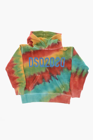 Felpa Hoodie SLOUCH FIT Effetto Tie Dye con Tasca a Toppa