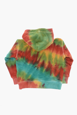 Felpa Hoodie SLOUCH FIT Effetto Tie Dye con Tasca a Toppa