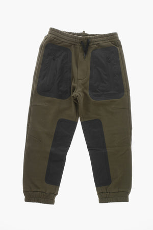 Joggers in Cotone Bicolore con Elastico in Vita